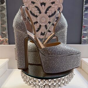 Steve Madden Glittering Silver Platform Heels